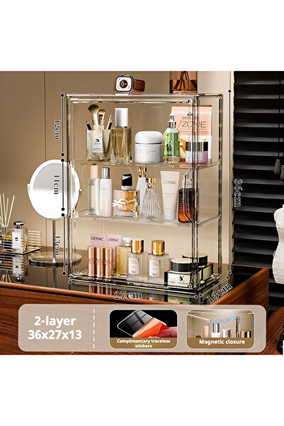 Choice 2-layer-36x27x13 Transparent Acrylic Makeup Organizer Dustproof Storag...