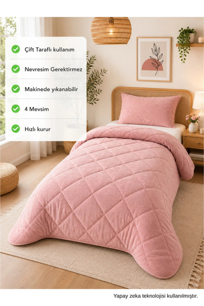 ÇARŞAF DÜNYASI Pilotă moale o singură culoare-wellsoft-față-față 155x215 roz