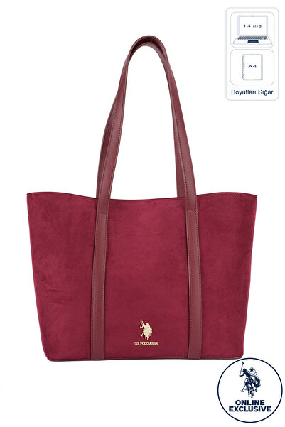 U.S. Polo Assn. حقيبة كتف نسائية باللون الأحمر الداكن US26804 حصرية عبر الإنترنت