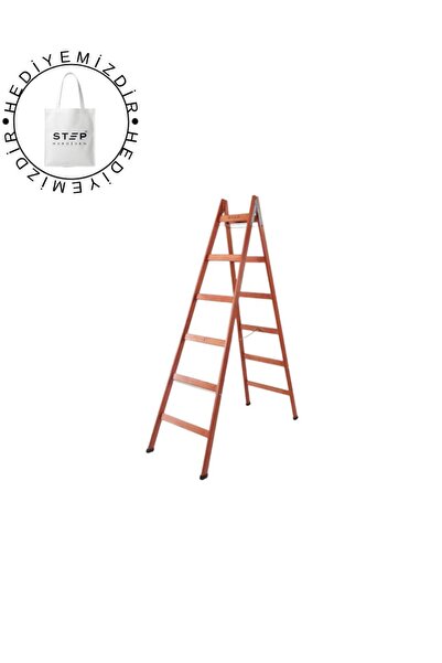 Step 6 BASAMAKLI ÇİFT ÇIKIŞLI AHŞAP MERDİVEN (YÜKSEKLİK 2 MT)
