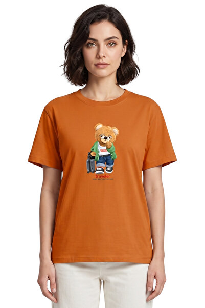 DK DAKSEL Unisex Traveler Teddy Bear Printed 100% Cotton Premium Design T-Shirt