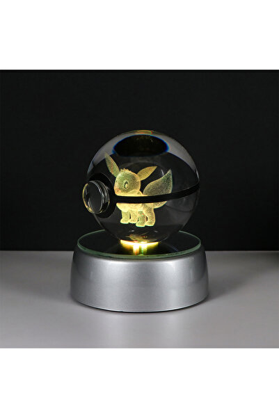 Choice6 S Eevee Pokemon 3D Crystal Ball Pikachu Figure Pokeball Engraving Cry...