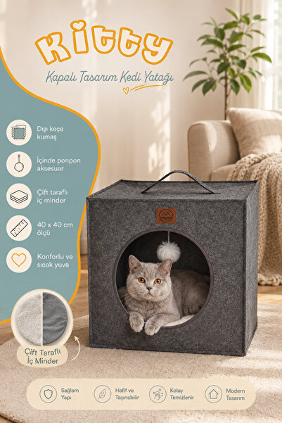 Jungolica Pet Products Kitty, Kutu Şeklinde, Çift Taraflı Çıkarılabilir Minde...
