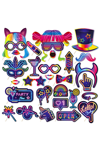 Choice PZ270-30pcs Cool Disco Music Club Glow Party Photo Booth Props, DIY Gl...