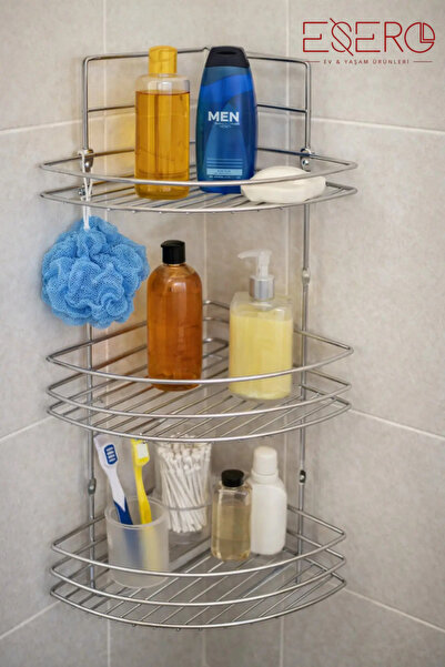 ACERO ESERO 690 CHROME KÖŞELİK 3 KATLI BANYO RAFI
