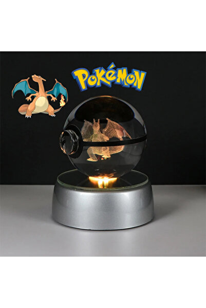 Choice4 Button Battery Charizard Pokemon 3D Crystal Ball Figure Toys Pokeball...