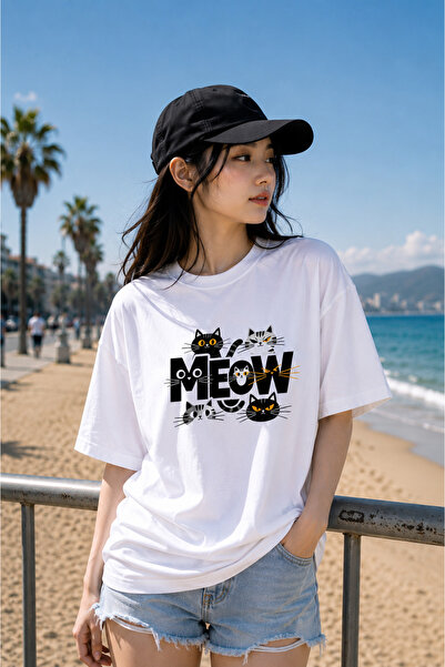 barsdepo Cat Printed Meow Oversize T-Shirt |   Premium Quality