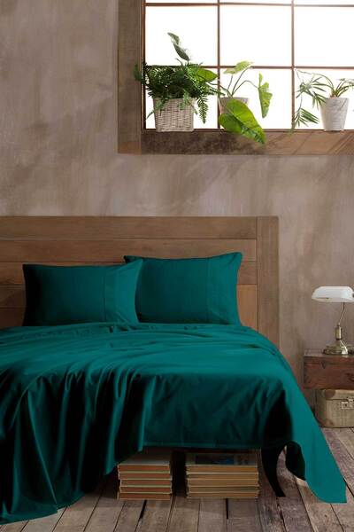 Elart Ranforce Bed Sheet Set Double 100% Cotton 3 Pieces (240X260 cm) Emerald...