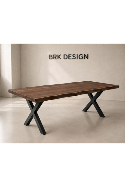 BRK Design Ahşap Yemek Masası Toplantı Masası Masif Kütük Masa Mutfak Salon B...
