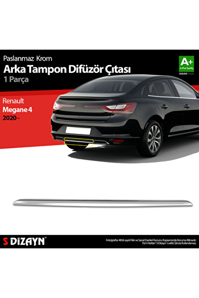 S Dizayn S-Dizayn Renault Megane 4 Krom Arka Tampon Difüzör Çıtası 2020 Üzeri...