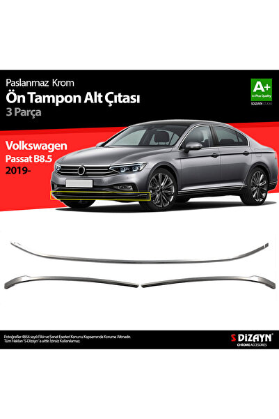 S Dizayn S-Dizayn VW Passat B8.5 Krom Ön Tampon Alt Çıtası 3 Parça 2019-2023 ...