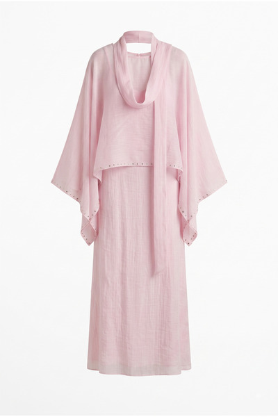 Bade Butik Pembe Pelerinli Astarlı Elbise