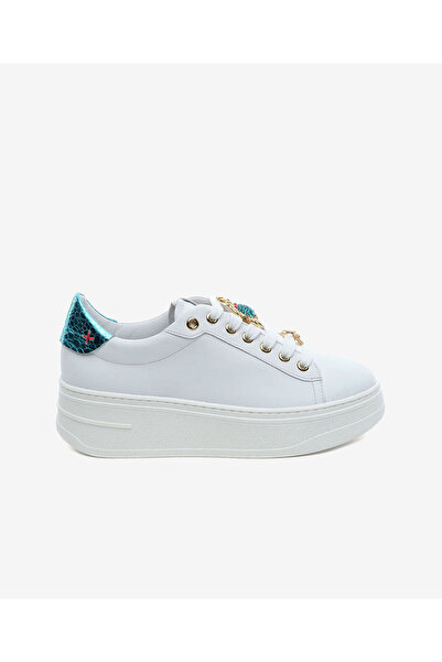 Greyder Kadın Beyaz Mavi Hakiki Deri Sneaker Ayakkabı 5Y2SA59273