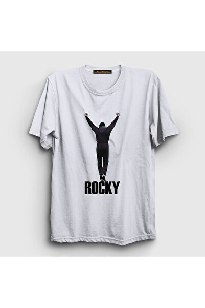 Presmono Unisex beli trening film Rocky T-shirt 250488tt