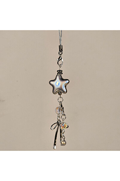 Choice Star Bow phone chain Metal Silver Star Bow Beaded Phone Lanyard Charms...