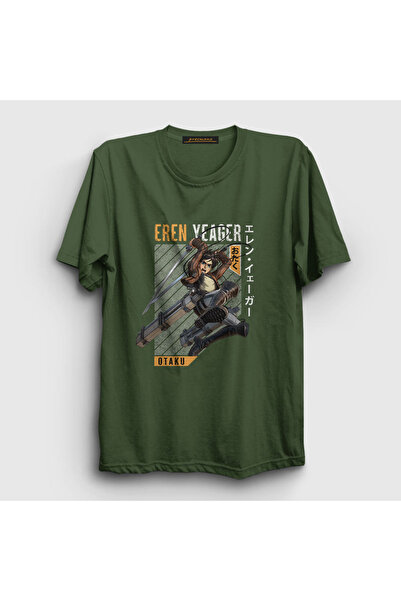 Presmono Unisex Khaki Eren Fan Anime Attack On Titan T-shirt125408tt