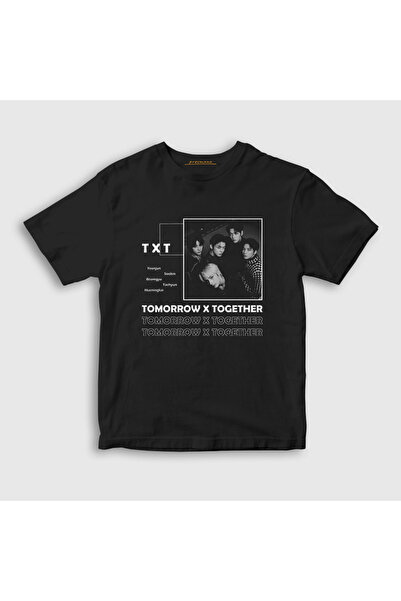 Presmono Unisex Kids Black Band Txt Tomorrow X Together T-Shirt 601689Tt