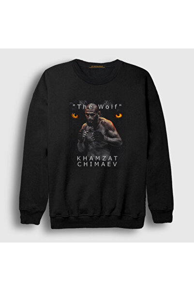 Presmono Unisex Black Wolf Kurt Khamzat Chimaev Mma Ufc Sweatshirt 429288Tt
