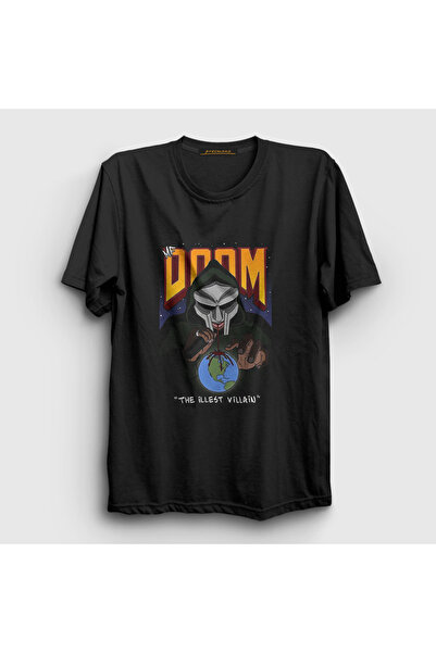 Presmono Унисекс Черен Тениска  "Най-зловещият злодей " Рап Mf Doom 456041tt
