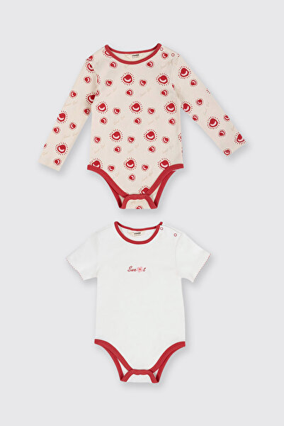 Panço Yenidoğan Desenli Bej 2'li Body Set