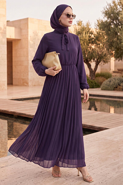 InStyle Πλισέ Limelda Chiffon Hijab Φόρεμα - Μωβ