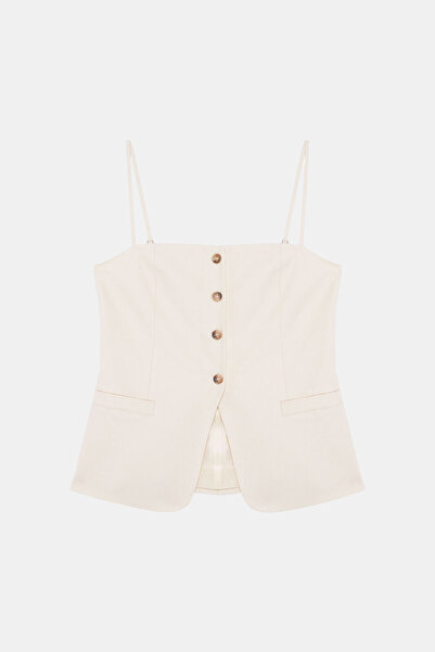W Collection EKRU KETEN BLUZ