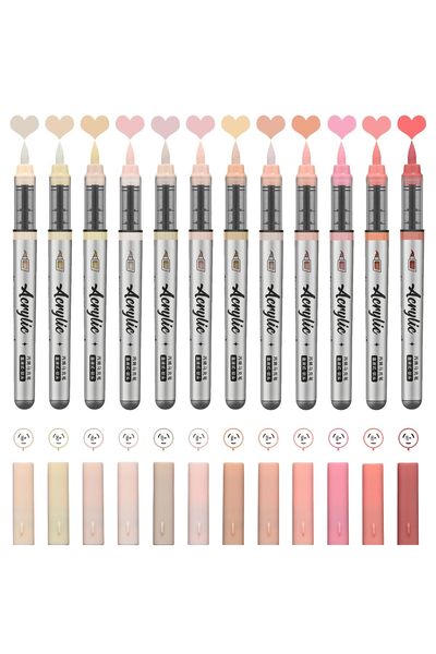 Choice Flesh Tone Series Acrylic Paint Markers ,12 pcs Brush Tip Acrylic Pain...
