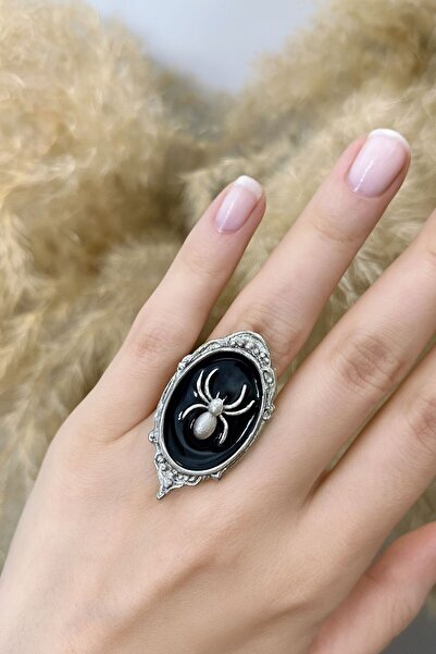 Herşey Nota Black Spider Figured Table Ring – Symbol of Power, Mystery, and D...