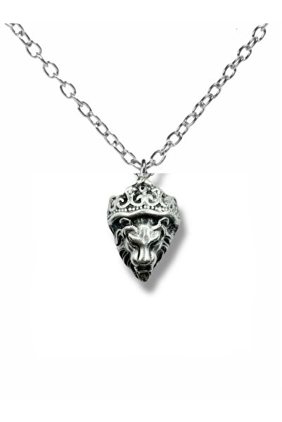 Herşey Nota Lion King – Unisex Necklace with Crowned Lion Head Figure (60 cm ...