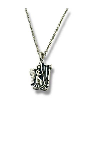 Herşey Nota Unisex Necklace with Harp Playing Angel Figure – Divine Peace and...