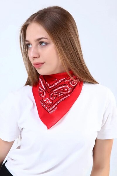 Herşey Nota Eșarfă cu model etnic 100% bumbac unisex roșu