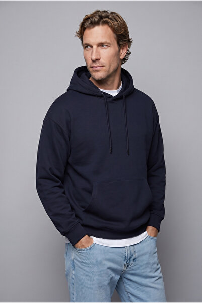 Kiğılı Kapüşonlu Oversize Pamuklu Sweatshirt