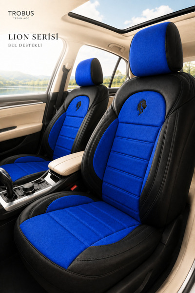 TROBUS Ford Connect 2004-2010 Uyumlu Lion Serisi 2+1 Ticari Tay Tüyü Mavi Siy...