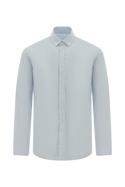 Abdullah Kiğılı Long Sleeve Slim Fit Slim Fit Classic Patterned Cotton Shirt