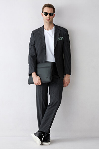 Kiğılı 7 Drop Slim Fit Dar Kesim Mono Yaka Çizgili Takım Elbise