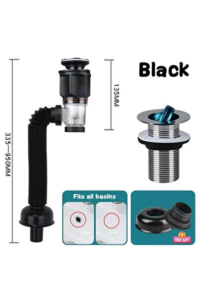 Choice A Type-Black Universal Flip-Top Kitchen Sink Drain Retractable Deodori...