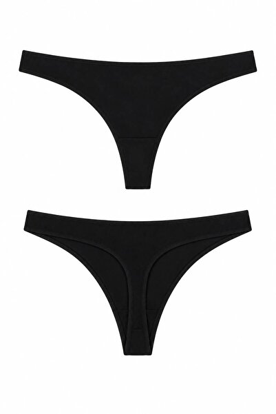 Ka Art Gallery Tanga. Premium Cotton Basic Normal Waist Thong Panties. Black
