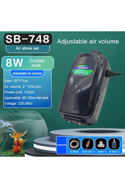 Choice1 مجموعة أحجار الهواء SB748 من SOBO Silent Aquarium مضخة هواء أكسجين لح...