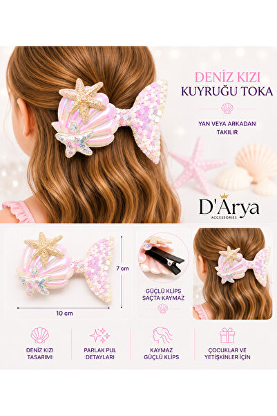 Darya D’Arya White Mermaid Tail Starfish and Shell Detailed Girls' Hair Clip ...