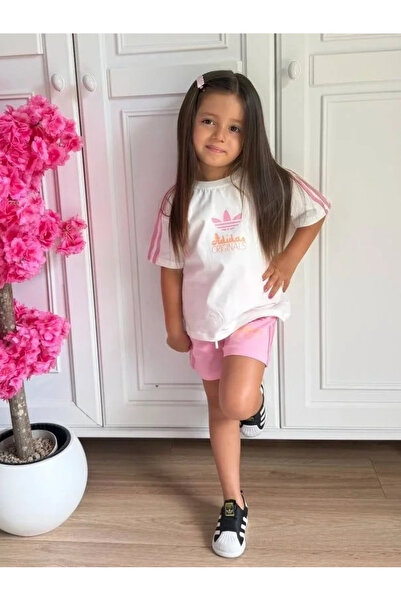 Kidmark Çocuk Modası Girl's Printed Floral Detailed Top and Bottom Set