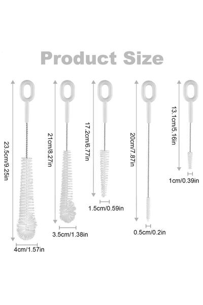 Choice White 5pcs Water Bottle Cleaner Brush Long Straw Brush Cup Brush Teapo...