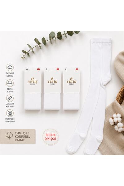 YETİŞ Girl's Cotton Plain Pantyhose White