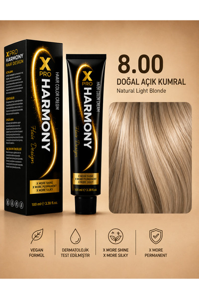 X Pro Harmony Tüp Boya 8.0 Light Blonde Açık Kumral Saç Boyası 60 ml