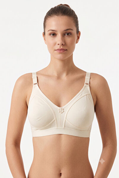 Ebru Wide Elastic Combed Cotton Wire-Free Bra