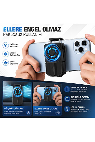 MemoDigital Dl-a5 1200mah Bataryalı Memo Cep Telefonu Soğutma Fanı Kablosuz V...