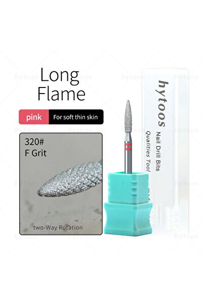 Choice1 Double Pink HYTOOS Diamond Cut Pro Nail Drill Bits Chrome Flame Russi...