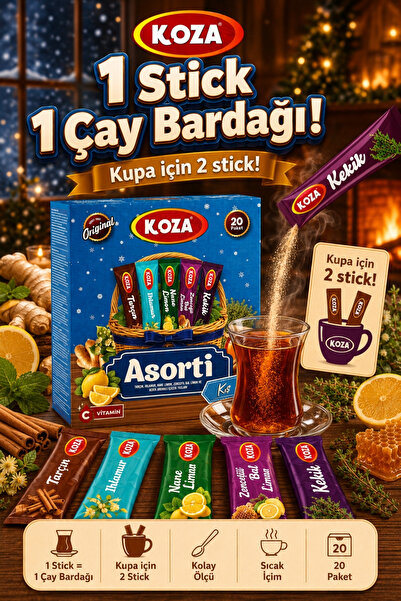 Koza Kış Çayı Paketi 5'li Asorti Mix Pratik Lezzet Tek İçimlik Kış Çayı Karışık Paket 5 x 4 - 20 Stick