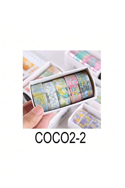 choice2 JDX-575 5 Rolls/Box of vintage Flower Washi Tape, Small Floral Transp...