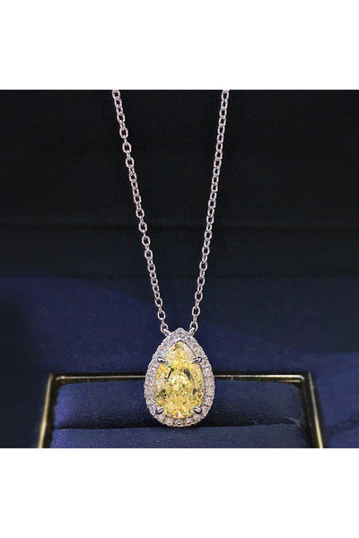 Choice XL752 Huitan Fashion Yellow/Pink Cubic Zirconia Pendant Necklace for W...