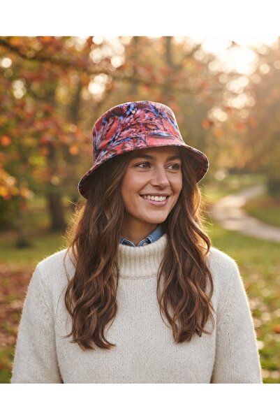Fonem Unisex Safari Hat with Pattern Fo 7065 Brick Red Unisex Safari Hat with...